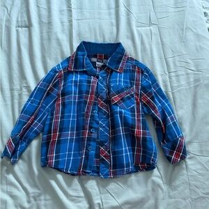 Tag Kids Blue and Red Plaid Button Down Shirt 3T